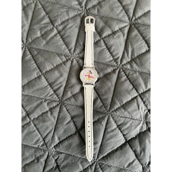 Disney Mickey Mouse Bradley Swiss Made Watch White Leather Band - Picture 2 of 4